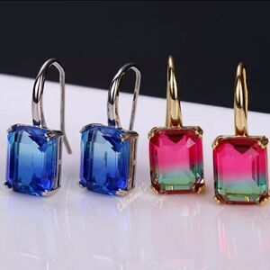 NEW Tourmaline 18K Rhodium Plated Drop Earrings